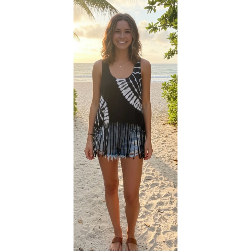 Southern Spirit Tie Dye Fringe Tank Top